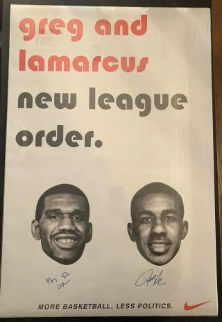 Portland Trail Blazers Greg Oden Lamarcus Aldridge Dual Signed 24x36 Nike Poster