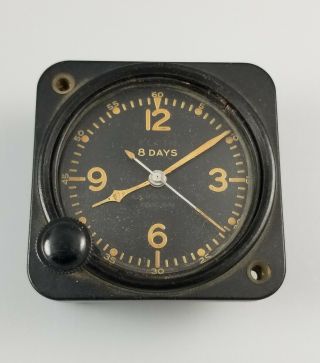 1942 Wwii Vintage Elgin 8 Day A - 11 Military Aircraft Cockpit Clock Army Air Corp