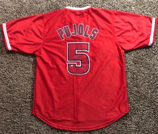 Autographed Albert Pujols Signed Los Angeles Angels Red Jersey Signature La Paas