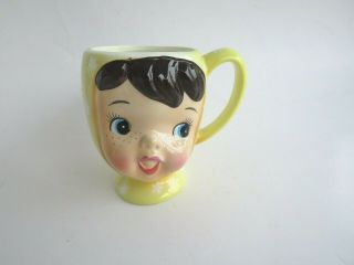 Vintage Napco Miss Cutie Pie Yellow Mug Cup Japan