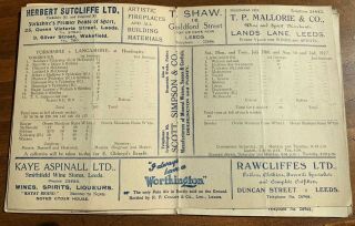 Yorkshire V Lancashire Scorecard 1927 Vintage Item