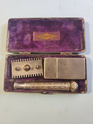 Vintage King Gillette Pocket Edition Razor In Case With Blade Bank