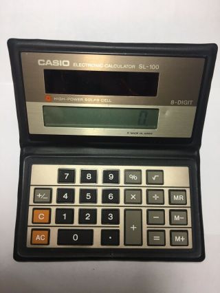 Vintage Casio Sl - 100 Solar Powered 8 Digit Calculator Made In Japan