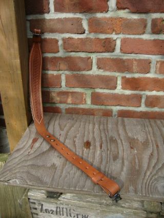 Vintage Cobra Basketweave Pattern Leather Rifle Sling With Swivels