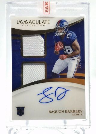 2018 Immaculate Saquon Barkley Rookie 2 - Color Patch On - Card Auto 61/99 Ny Giants