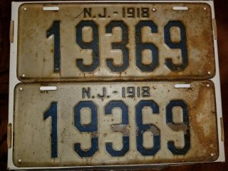 Set Of Vintage 1918 Jersey License Plates 19369