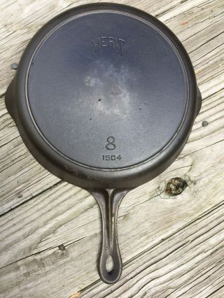 Vintage Merit By Griswold 8 Pn 1504 Cast Iron Skillet Heat Ring Camping Cook
