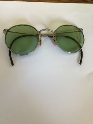 Vintage Round Frame Safety Glasses Msa M Sunglasses Green Lenses Ful - Vue 23