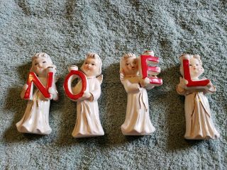 Vintage " Noel " Angel Candle Holders Made In Japan