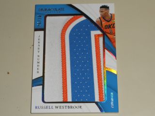 2018 - 19 Panini Immaculate Jersey Number Jumbo Patch Russell Westbrook 06/10