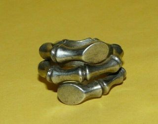 Vtg Sterling Silver " 985 " W/ " Bamboo " Design " Bypass " Ring Size 7 Signed " Mee "