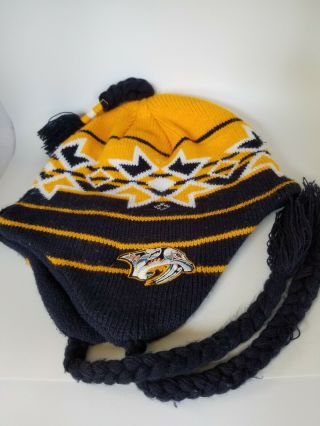 Nashville Predators Beanie Nhl Hockey Knit Winter Hat W/ Tassels Old Time Hockey