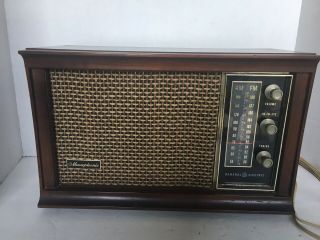 Vintage General Electric Ge Am/fm/afc Table Top Tube Radio T266a Cherry Wood