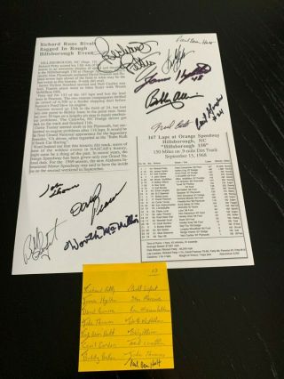 Vintage 1968 Orange County Nc Nascar Photo Signed By 13 Drivers In The Event Wow
