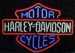 Rare Blue Harley Davidson Hd Motorcycle Bike Real Neon Sign Beer Bar Light