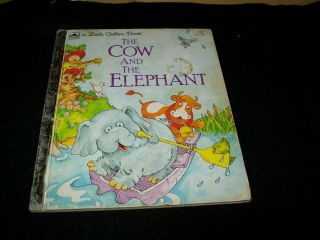 Vintage Childrens Little Golden Books The Cow And The Elephant