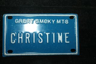 Vintage 1970s Tn Bicycle License Plate Great Smoky Mountains Mts Christine