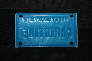 Vintage 1970s TN Bicycle License Plate Great Smoky Mountains MTS Christine 2