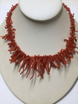 Vintage Victorian Graduated Natural Red Branch Coral Necklace