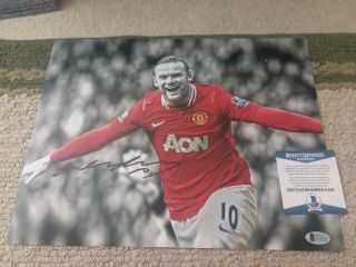 Bas Bgs Wayne Rooney Signed Manchester United Signed 11 X 14 Soccer Photo
