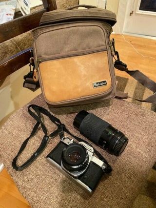 Vintage Pentax K1000 35mm Camera With 50 Mm Lens,  Albinar 80 - 200mm Lens & Case
