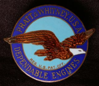 Enamelled Pratt & Whitney Dependable Engines Emblem - Robbins Co.  Attleboro