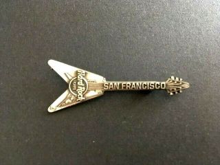 Vintage Hard Rock Cafe Flying V Guitar Hallmarked Sterling Silver Pin Badge