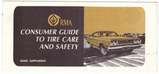 Rma Sears Consumer Guide To Tire Care & Safety Booklet Brochure Vintage A