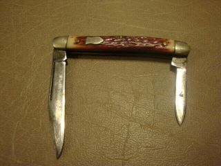 Vintage Early Schrade Walden Ny Usa 2 Blade Folding Pocket Knife No Model