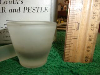 Vintage L.  D.  Caulk ' s Dental Mortal and Pestle Frosted Glass in Display Box 3