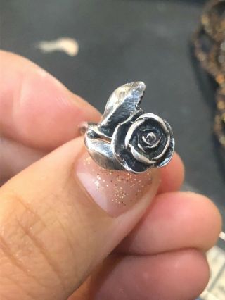 Retired Vintage James Avery Sterling Silver 3d Rose Ring Size 4