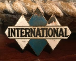 Vintage International Truck Enamel Radiator Emblem Badge Ornament