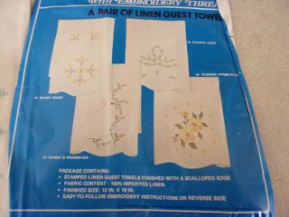 Vintage Vogart 4 Stamped For Embroidery Linen Guest Towels 12 X 19 2 Patterns