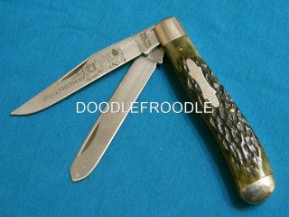 Nm Vintage Schrade Usa Tm - 4 Green Bone Lumberman Trapper Knife Knives Lumberjack