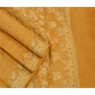 Tcw Vintage Saree 100 Pure Silk Embroidered Woven Craft Fabric Saffron Sari 2