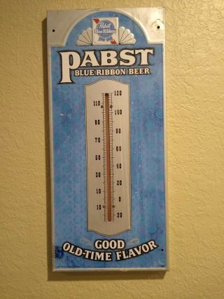 Vintage Pabst Blue Ribbon Beer Thermometer Sign.