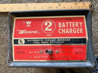 Vintage Western Auto,  Wizard,  Schumacher? 2 Amp,  6 & 12 Volt Battery Charger.