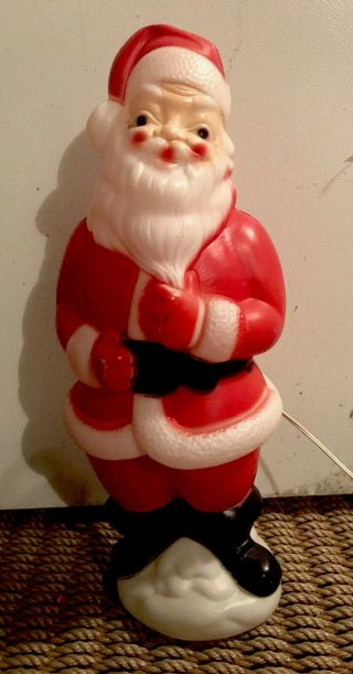 Vintage Christmas Light Up Santa Figure Blow Mold Hard Plastic 22” Tall
