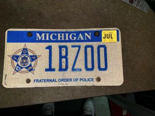 Older State Of Michigan Fraternal Order Of Police License Plate