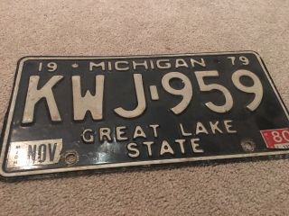 Vintage Michigan License Plate 1979 Great Lake State Black White
