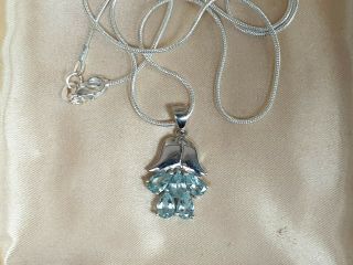 Stunning Vintage Jewellery Grapevine Topaz Crystal 925 Silver Pendant & Chain