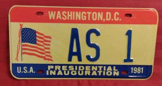 1981 District Of Columbia As - 1 Us American Samoa Inaugural License Plate
