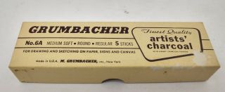 Grumbacher Vintage Artists Charcoal Sticks & Box Drawing Sketching Medium No.  6a