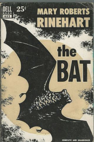 Dell 652 The Bat By Mary Roberts Rinehart Vintage Mystery Paperback