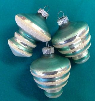 Vtg Shiny Brite Aqua Shapes Mercury Glass Christmas Ornament Lantern Top Mica 2 "