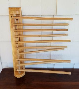 Vtg Swing Arm Wood Drying Rack Wall Mount For Herbs Linens Kitchen Laundry Room