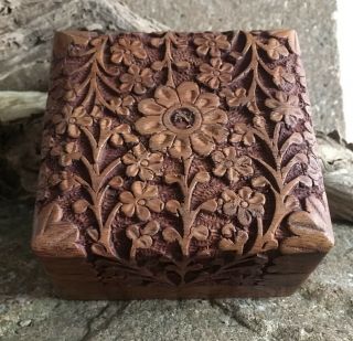 Vintage Hand Carved Trinket Box.  Lovely.