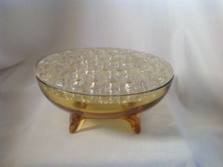 Vintage Oval Glass Crystal Flower Arranging Frog With Base,  6.  5 ",  33 Hole