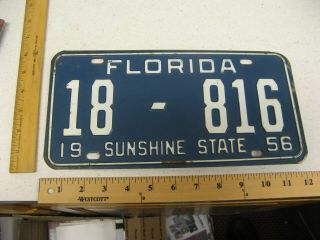 1956 56 Florida Fl License Plate 18 - 816 Lee County