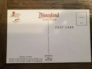 Disneyland Rare Midget Autopia Vintage Post Card 2